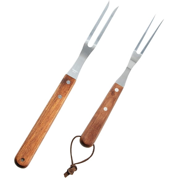 2 Pack Meat Fork with Wooden Handle, Stainless Steel Meat Forged Carving Fork for Kitchen Roast (13 Inch, 10 Inch)