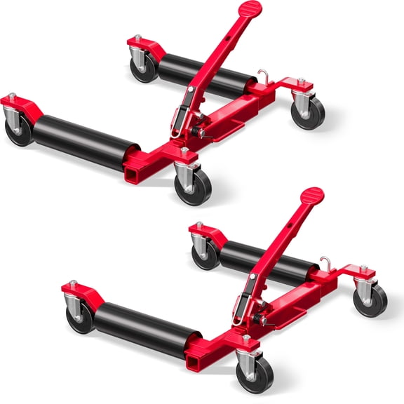 2-Pack Mechanical Car Dolly Jack Set, 1500-lbs Capacity Wheel Dolly, 9" Car Wheel Dolly Positioning Jack for Vehicle Moving & Auto Repair, Red
