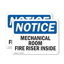 (2 Pack) Mechanical Room Fire Riser Inside OSHA Notice Sign 24 Inch X 18 Inch Plastic Sign, Weather Resistant, UV Protected for Workplace, Business, and Construction Site, Made in the