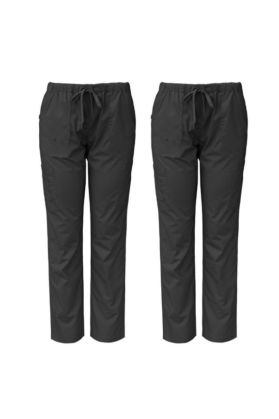 2-Pack Medgear Womens Scrubs Pants, Utility Style with 7 Pockets