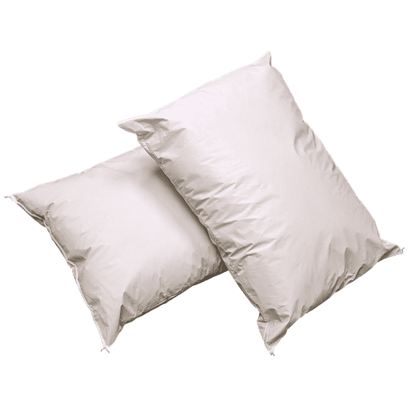 2 Pack MediCheck White Vinyl Covered Bed Pillows 20 in x 26 in - Wipeable Easy Clean - Soft Low Profile Non-Fluffy Support - Not an Encasement or Zippered Protector