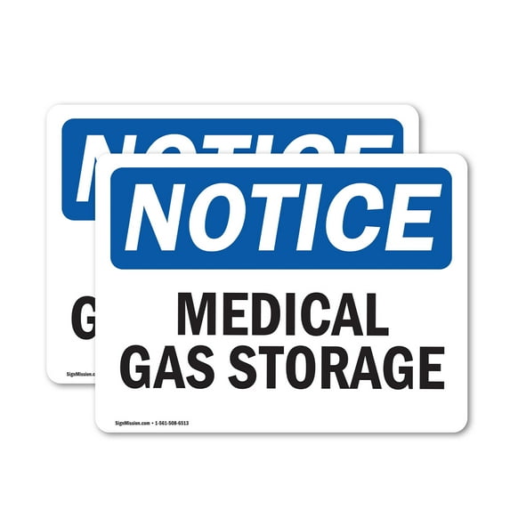 (2 Pack) Medical Gas Storage OSHA Notice Sign 24 Inch X 18 Inch Vinyl Label Decal Sticker Weather Resistant, UV Protected for Workplace, Business, and Construction Site, Made in the USA