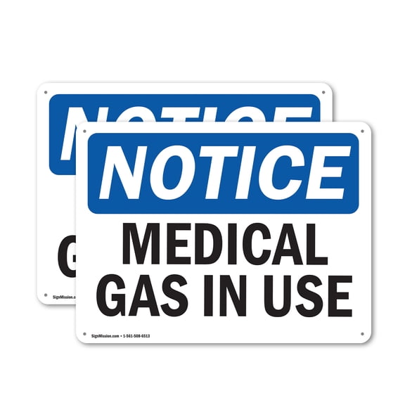 (2 Pack) Medical Gas In Use OSHA Notice Sign 24 Inch X 18 Inch Indoor / Outdoor Rust-Free Aluminum Metal Signs for Workplace, Workshop, and Construction Site, Made in the USA