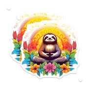2 Pack Meditating Sloth Magnets - Yoga Animal Art - Zen Relaxation Decor - 5 Inches On Longest Side - Thick Durable Magnet - Made in USA - MAG22112
