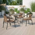 2 Pack Medium Brown Rattan IndoorOutdoor Restaurant Stack Chair