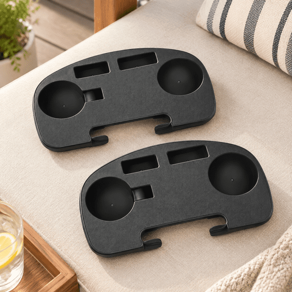 2 Pack Medium Universal Oval Clip-On Zero Gravity Chair Cup Holder with Mobile Device Slot