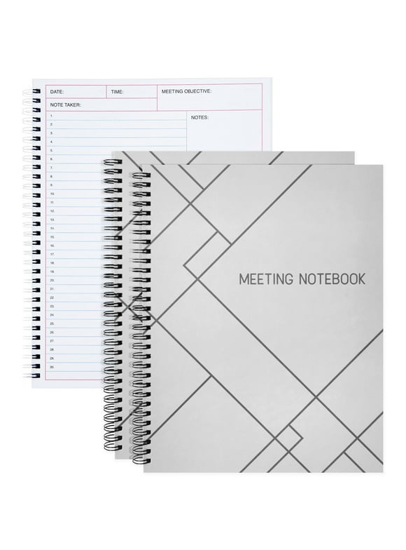 2 Pack Meeting Notebooks for Work, Spiral-Bound Daily Planner for Project Management, Office, Business, Note Taking, Organizer (160 Pages, 8.5 x 11 In)