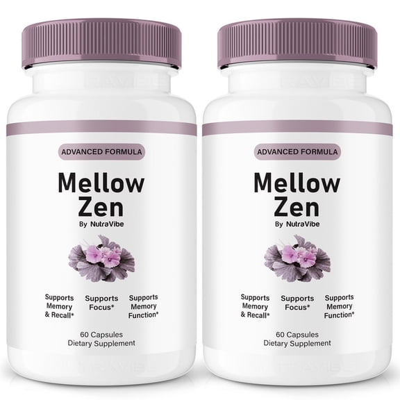 (2 Pack) Mellow Zen Pills – Daily Formula with a Natural Blend to Help Maintain Focus, Memory & Concentration | Clean, Gentle, Easy-to-Swallow Capsules for Everyday Sharpness (120 Capsules)