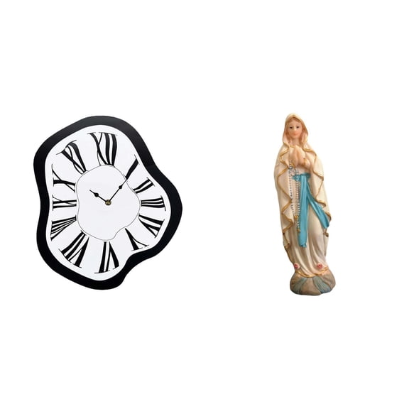 2 Pack Melting Clock Resin Statue Decor Set Distorted Artwork Design for Modern Home Office Shelf Display