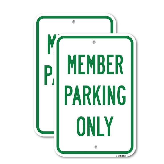 (2 Pack) Members Parking Only | 12" X 18" Heavy-Gauge Aluminum Sign | Rust Free Aluminum, Weather Resistant, Waterproof, Fade Resistant, 2 Pre-drilled Holes