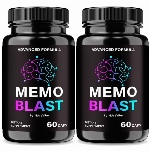 (2 Pack) Memo Blast Pills Daily Formula with a Natural Blend to Help Maintain Focus, Memory & Concentration | Clean, Gentle, Easy-to-Swallow Capsules for Everyday Sharpness (120 Capsules)