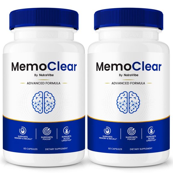 (2 Pack) MemoClear Pills  Daily Formula with a Natural Blend to Help Maintain Focus, Memory & Concentration | Clean, Gentle, Easy-to-Swallow Capsules for Everyday Sharpness (120 Capsules)