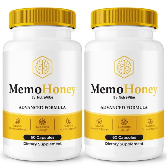 (2 Pack) MemoHoney Pills Daily Formula with a Natural Blend to Help Maintain Focus, Memory & Concentration | Clean, Gentle, Easy-to-Swallow Capsules for Everyday Sharpness (120 Capsules)