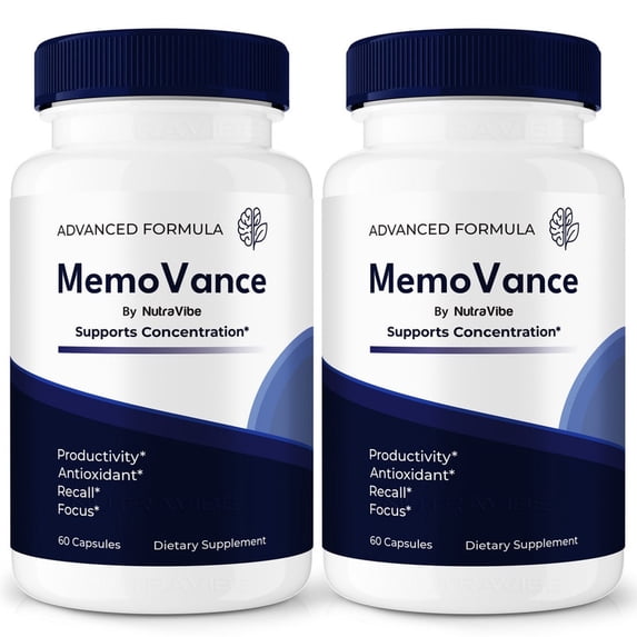 (2 Pack) MemoVance Pills – Daily Formula with a Natural Blend to Help Maintain Focus, Memory & Concentration | Clean, Gentle, Easy-to-Swallow Capsules for Everyday Sharpness (120 Capsules)
