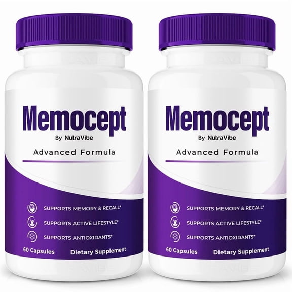 (2 Pack) Memocept Pills  Daily Formula with a Natural Blend to Help Maintain Focus, Memory & Concentration | Clean, Gentle, Easy-to-Swallow Capsules for Everyday Sharpness (120 Capsules)