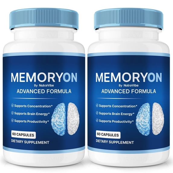 (2 Pack) MemoryOn – Daily Formula with a Natural Blend to Help Maintain Focus, Memory & Concentration | Clean, Gentle, Easy-to-Swallow Memory On Capsules for Everyday Sharpness (120 Capsules)