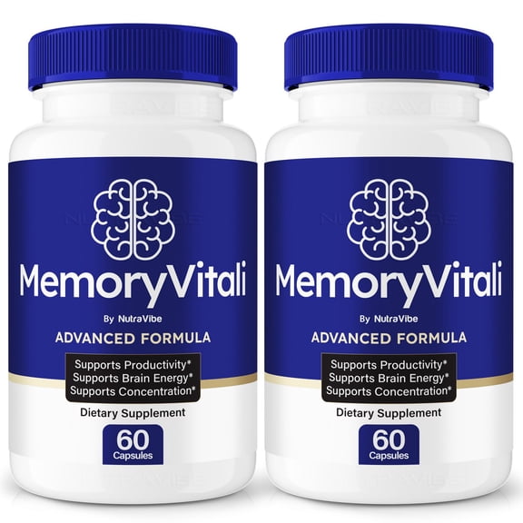 (2 Pack) MemoryVitali  Daily Formula with a Natural Blend to Help Maintain Focus, Memory & Concentration | Clean, Gentle, Easy-to-Swallow Memory Vitali Capsules for Everyday Sharpness (120 Capsules)
