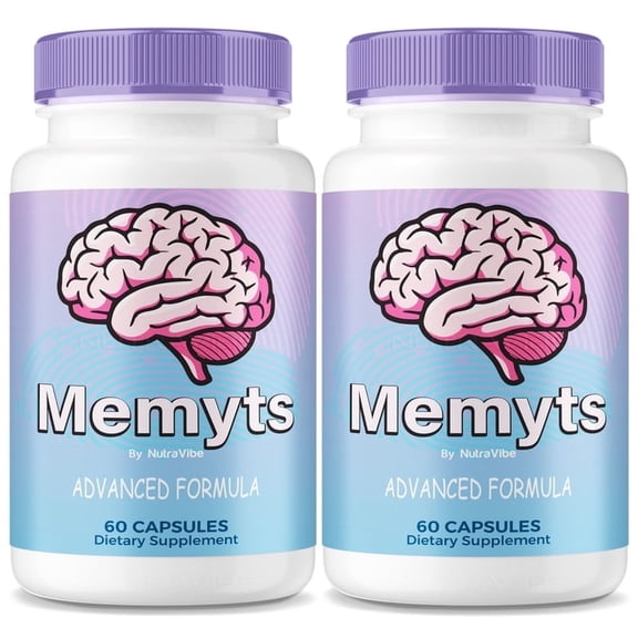 (2 Pack) Memyts Pills Daily Formula with a Natural Blend to Help Maintain Focus, Memory & Concentration | Clean, Gentle, Easy-to-Swallow Capsules for Everyday Sharpness (120 Capsules)