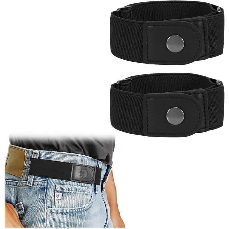 2 Pack Men 2 Loop No Buckle Elastic Belt for Women Men  display picture 1