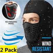 CURUK 2 Pack Men Cold Weather Windproof Fleece Ski Ninja Mask Winter Balaclava Full Face Neck Mask Aviator Trooper Trapper Hat Motorcycle Ear Flap Cap Black