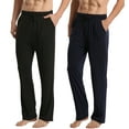 thumbnail image 1 of 2 Pack Men Pajamas Lounge Pants with Pockets Male Jersey Knit Lightweight Sleep Bottoms Size Large, 1 of 7