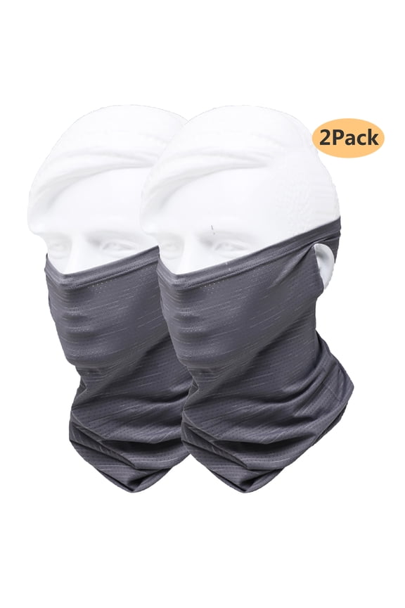 2 Pack Men UV Protection Neck Gaiter Breathable Bandana Face Mask Scarf For Outdoor Sports Light Gary