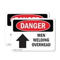 thumbnail image 1 of (2 Pack) Men Welding Overhead OSHA Danger Sign 18 Inch X 12 Inch Plastic Sign, Weather Resistant, UV Protected for Workplace, Business, and Construction Site, Made in the USA, 1 of 8