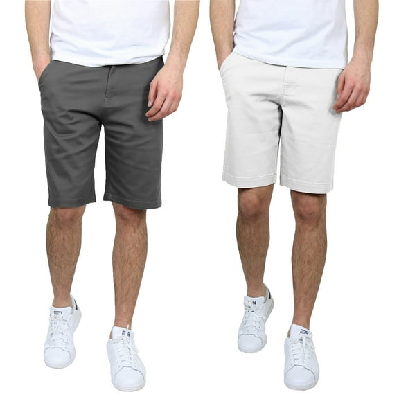 2-Pack Men's 5-Pocket Flat-Front Stretch Twill Chino Shorts (Size 30-42)