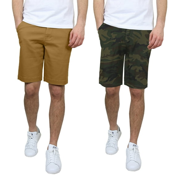 2-Pack Men's 5-Pocket Flat-Front Stretch Twill Chino Shorts (Size 30-42)