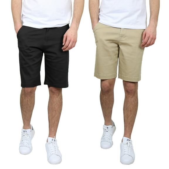 2-Pack Men's 5-Pocket Flat-Front Stretch Twill Chino Shorts (Size 30-42)
