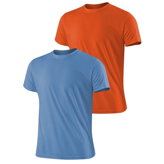 2 Pack Men’s Active Quick Dry Crew Neck T Shirts | Athletic Running Gym Workout Short Sleeve Tee Tops