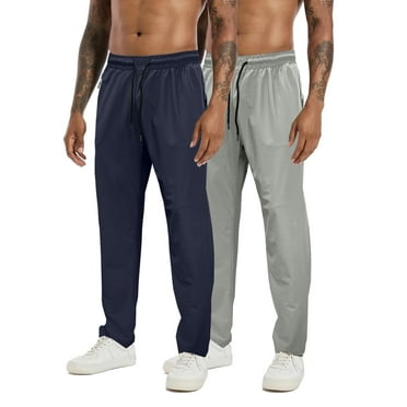 2 Pack Men's Athletic Gym Sweatpants Joggers Hiking Running Casual Pants with Drawstring and Zipper Pocket