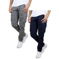 thumbnail image 1 of 2-Pack Men's Belted Slim Fit Cotton Cargo Pocket Pants (Multiple Inseams), 1 of 2