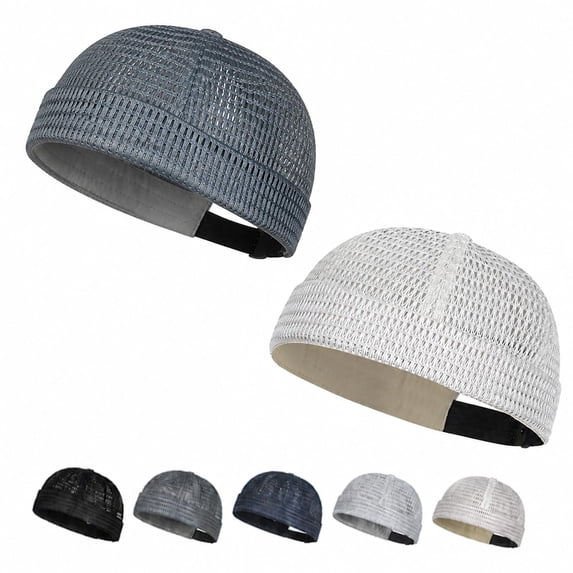 2 Pack Men's Breathable Brimless Docker Hat, Lightweight Mesh Skull Cap ...