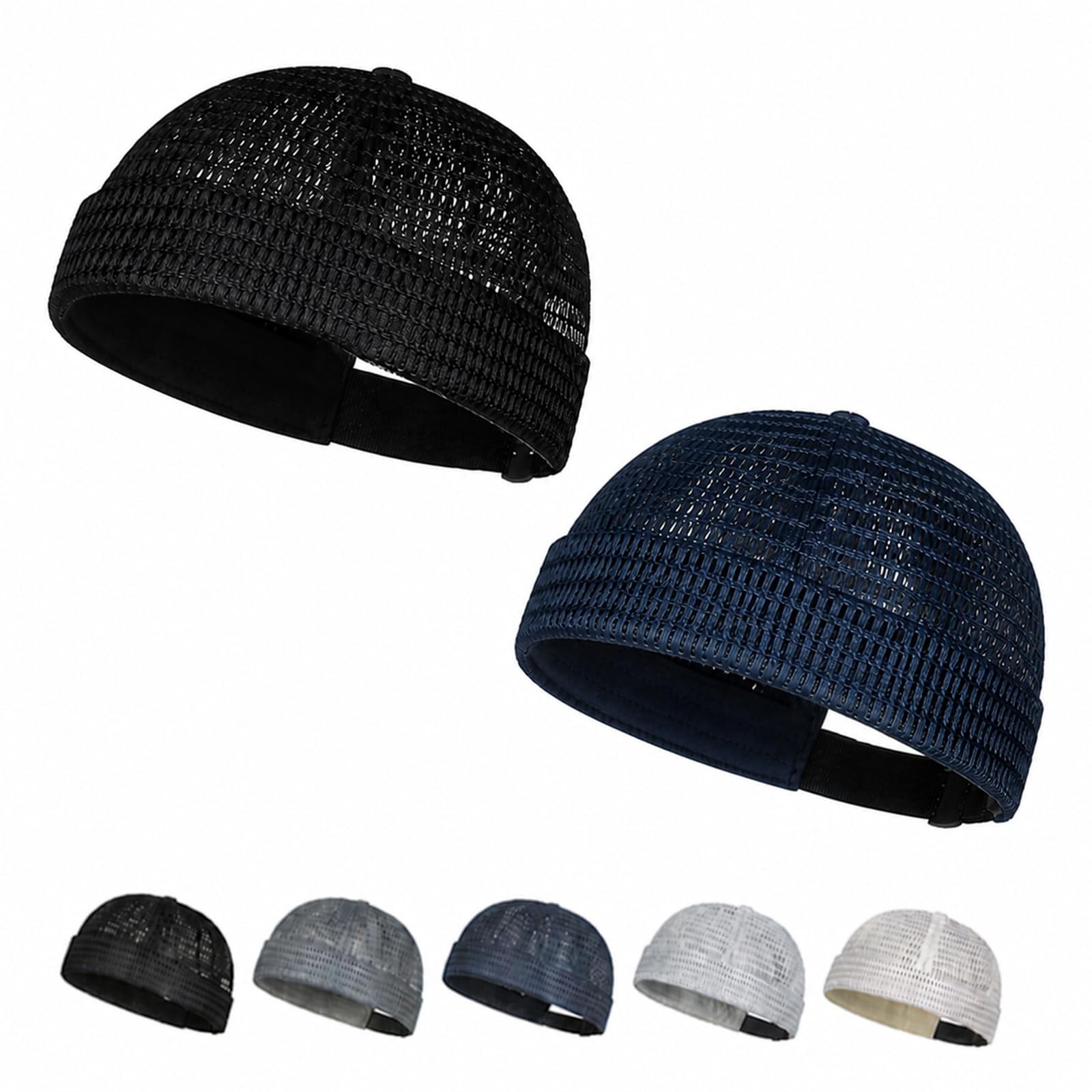 2 Pack Men's Breathable Brimless Docker Hat, Lightweight Mesh Skull Cap ...
