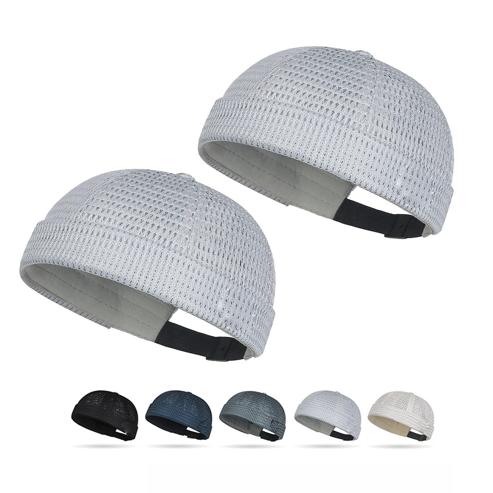 2 Pack Men's Breathable Brimless Hat Summer Style - Large-Mesh Skullcap ...