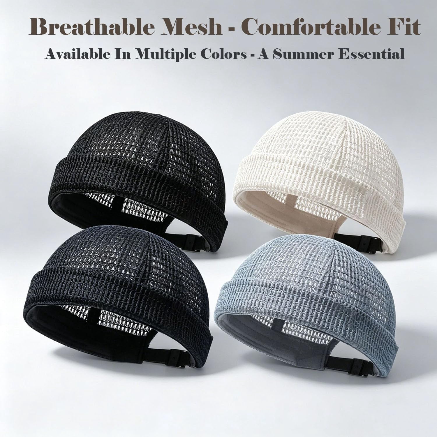 2 Pack Men's Breathable Brimless Hat Summer Style Mesh Tang, Adjustable ...