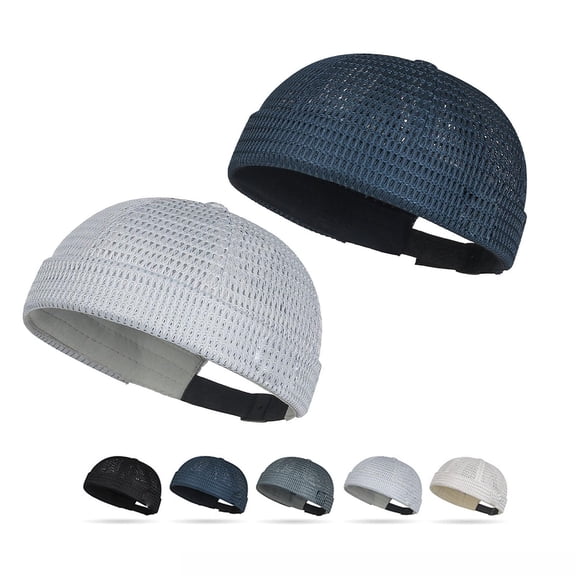 2 Pack Men's Breathable Brimless Hat – Summer Style Mesh Tang, Large-Mesh Skullcap, Adjustable