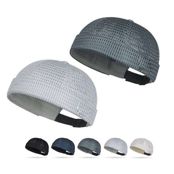 2 Pack Men's Breathable Brimless Hat – Summer Style Mesh Tang, Large-Mesh Skullcap, Adjustable