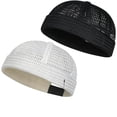 thumbnail image 1 of 2-Pack Men's Breathable Brimless Hats, Summer Mesh Skull Caps, Adjustable Hip-Hop Style Caps and Trendy Streetwear Fashion Gift Set, 1 of 5
