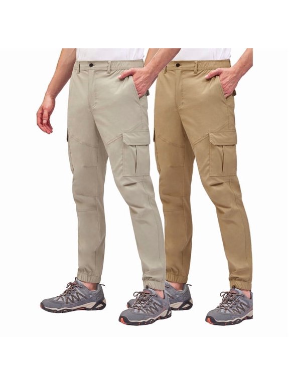 2-Pack SPECIAL MAGIC Men's Cargo Hiking Pants Lightweight Quick Dry Water Resistant Jogger Pants with Stretch Fabric and Multi Pockets