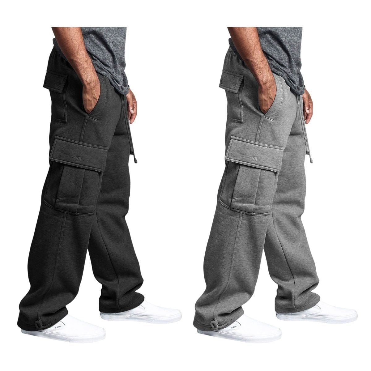 Pro 5 Mens XL Fleece Cargo Sweatpants with Pockets Heather Grey Walmart