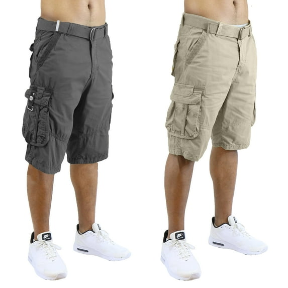 2-Pack Men's Classic-Fit Distressed Belted Cargo Shorts (30-48)
