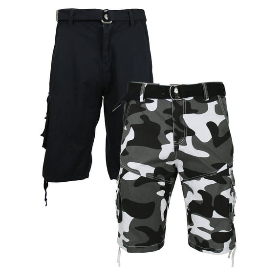 2-Pack Men's Classic-Fit Distressed Belted Cargo Shorts (30-48)