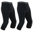 thumbnail image 1 of 2 Pack Men's Compression Pants 3/4 Compression Tights Leggings with Knee Pads Base Layers for Basketball Athletic, 1 of 9