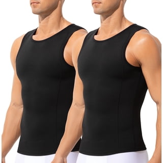 2 Pack Men's Compression Shirt Slimming Body Shaper Vest Breathable Workout Tank Top Undershirts