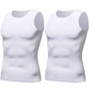 Men's Compression Shirt Sleeveless Tank Tops Undershirts Breathable Base Layer, 2 Pack, AK5323