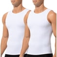 thumbnail image 1 of 2 Pack Men's Compression Shirt Slimming Body Shaper Vest Breathable Workout Tank Top Undershirts, 1 of 7