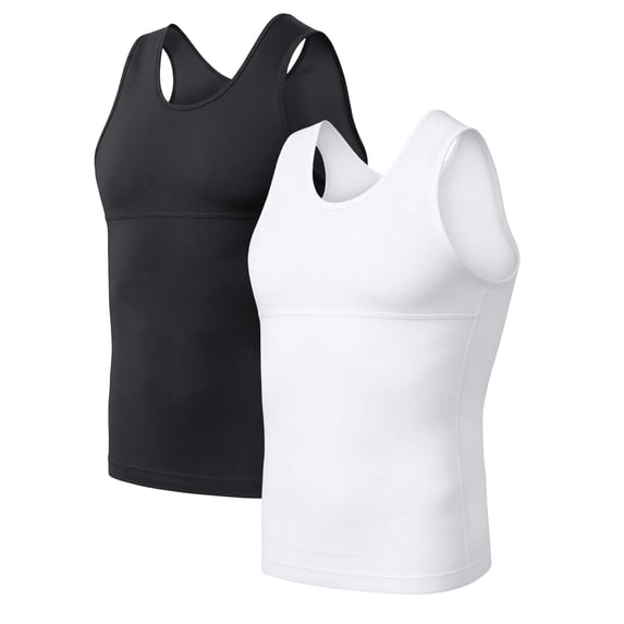 2 Pack Men's Compression Shirts Stretch Tank Tops Undershirts