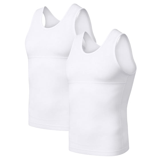 2 Pack Men's Compression Shirts Stretch Tank Tops Undershirts